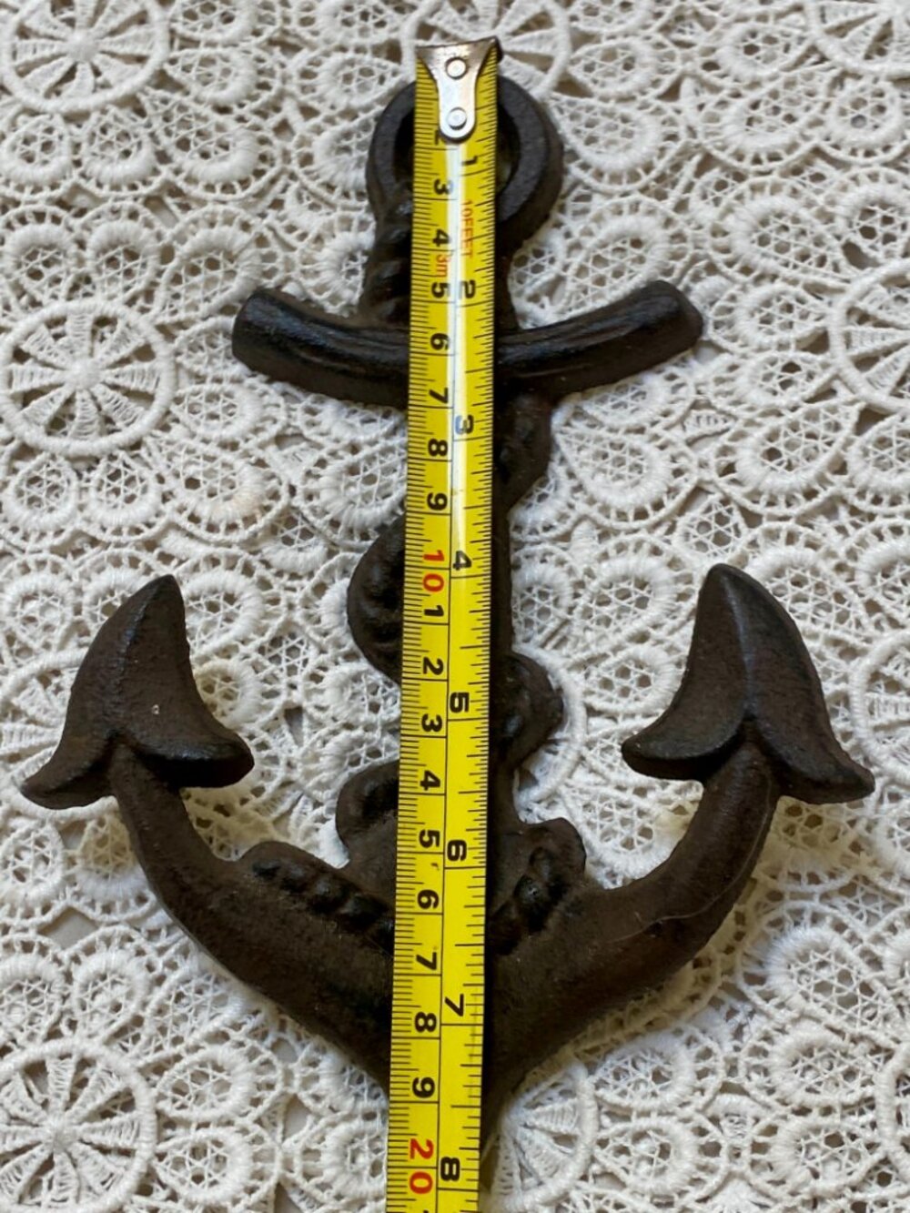 Heavy-Duty Cast Iron Anchor Wall Decor, Nautical Coastal Style - Picture 2 of 5